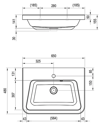 Раковина Ravak 10° 65 белый XJI01165000 Раковина Ravak 10° 65 белый XJI01165000