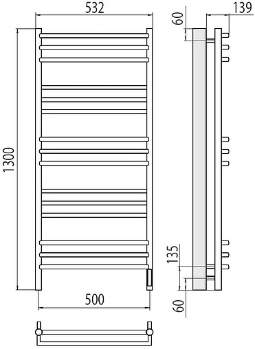 Полотенцесушитель электрический лесенка Terminus Прато П15 500х1300 электро sensor quick touch полированная сталь 4670078531513