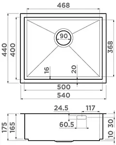 Мойка кухонная Omoikiri Kasen 54-16 INT LG светлое золото 4997060 Мойка кухонная Omoikiri Kasen 54-16 INT LG светлое золото 4997060, 2
