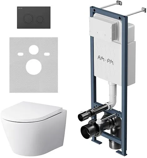 Комплект 6 в 1 Am.Pm Sense FlashClean IS110138.741701 с кнопкой черный матовый