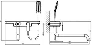 Смеситель для ванны с длинным изливом D&K Berlin Technische чёрный/хром DA1443315, 2