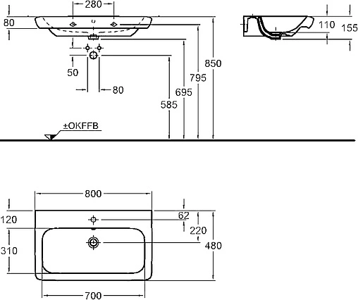 Раковина Keramag it! 80 белый 121980000
