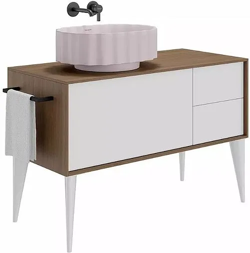 Тумба под умывальник Kerama Marazzi Atollo 80 белый матовый/дерево AT.110\WHT.M