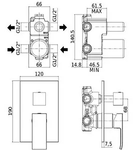 Смеситель для ванны скрытого монтажа Paffoni Elle хром EL018CR/M, 2