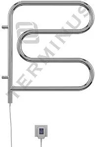 Полотенцесушитель электрический F-образный Terminus Электро 25 ПСЭ F 500х500 полированная сталь 4620768883880, 1