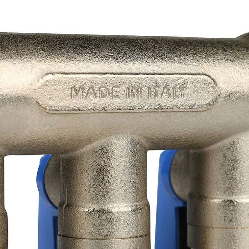 Коллектор запорный проходной 3 отвода синий ¾"в/н x ½"н Stout SMB 6201 341203