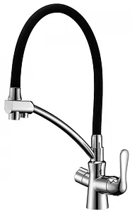 Смеситель для кухни с подключением к фильтру Lemark Comfort хром/чёрный LM3070C, 1