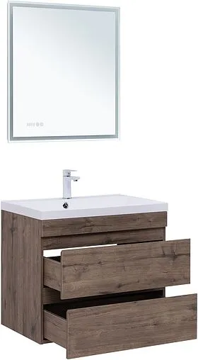 Тумба-умывальник подвесная Aquanet Нота New 75 дуб веллингтон/табак 00334192+00281221