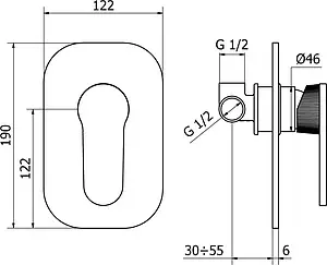 Смеситель для душа скрытого монтажа Cezares Diana хром/золото DIANA-DIM-01 Смеситель для душа скрытого монтажа Cezares Diana хром/золото DIANA-DIM-01, 2