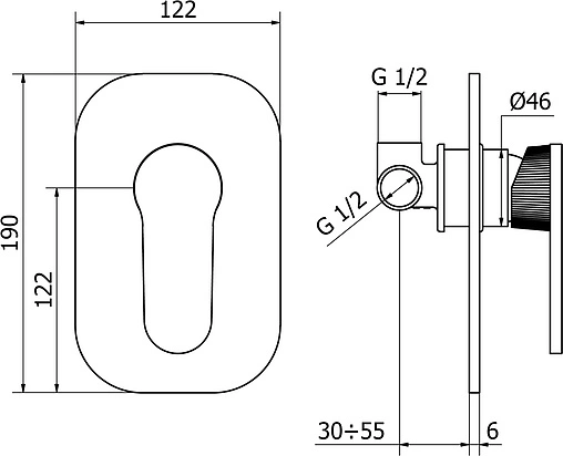 Смеситель для душа скрытого монтажа Cezares Diana хром/золото DIANA-DIM-01