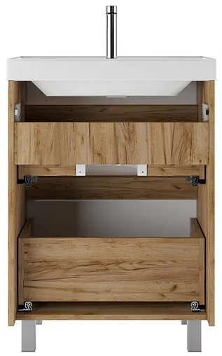 Тумба-умывальник напольная Домино Karlo 60 белый/дуб вотан DK5307T+4627173210164