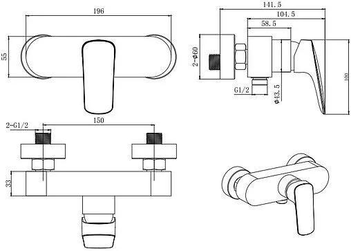 Смеситель для душа Aquatek Вега хром AQ1060CR Смеситель для душа Aquatek Вега хром AQ1060CR