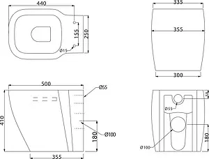Унитаз приставной BelBagno Aldina белый BB114CB, 2