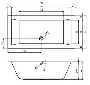 Ванна акриловая Riho LUGO 180x90 B134001005, 3