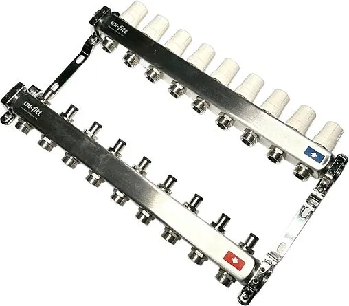 Группа коллекторная без расходомеров 9 отводов 1&quot;в/в x ¾&quot;ек Uni-fitt OPTIMAL 451B4309.RU