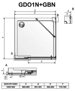 Душевое ограждение 1100x800мм прозрачное стекло Roltechnik Elegant Neo Line GDO1N+GBN/1100*800 188-1100000-00-02+189-8000000-00-02 Душевое ограждение 1100x800мм прозрачное стекло Roltechnik Elegant Neo Line GDO1N+GBN/1100*800 188-1100000-00-02+189-8000000-00-02, 2