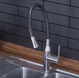 Смеситель для кухни с гибким изливом Omoikiri Yatomi-BN-BL нержавеющая сталь/чёрный 4994247 Смеситель для кухни с гибким изливом Omoikiri Yatomi-BN-BL нержавеющая сталь/чёрный 4994247, 5