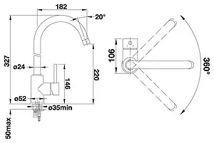 Смеситель для кухни Blanco Mida тёмная скала 524209 Смеситель для кухни Blanco Mida тёмная скала 524209, 2