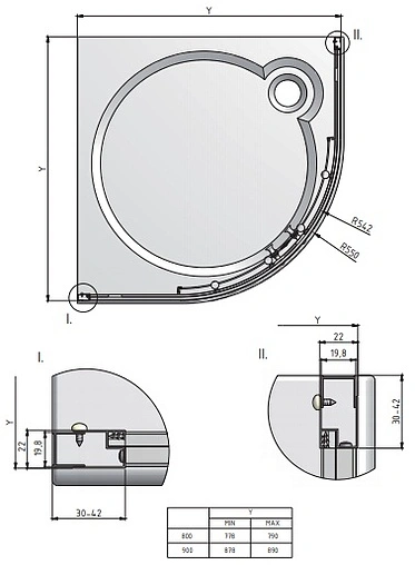 Душевое ограждение 900x900мм матовое стекло Roltechnik Houston Neo NEO/900 N0649