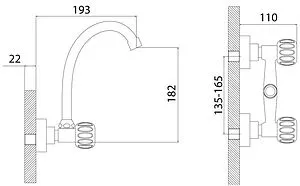 Смеситель для кухни настенный Rossinka хром K02-73, 2