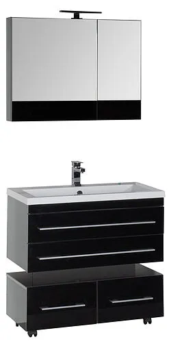 Шкаф-зеркало Aquanet Верона 90 L чёрный 00172340 Шкаф-зеркало Aquanet Верона 90 L чёрный 00172340