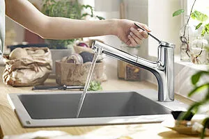 Смеситель для кухни с выдвижным изливом Hansgrohe Zesis M33 150 Eco 2jet хром 74810000 Смеситель для кухни с выдвижным изливом Hansgrohe Zesis M33 150 Eco 2jet хром 74810000, 3