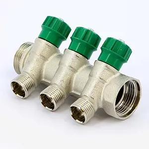 Коллектор регулирующий проходной 3 отвода 1&quot;в/н x ½&quot;к Tiemme RUBINO 1840005, 2