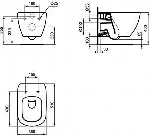 Комплект 5 в 1 Ideal Standard Tesi AquaBlade T3868V1/115A6 с кнопкой черный матовый, 3