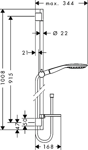 Душевая стойка Hansgrohe Raindance Select E 150 3jet 90см хром 27857000