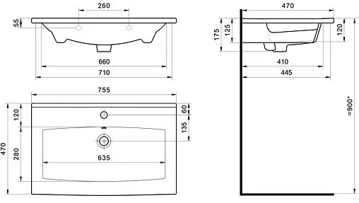 Тумба-умывальник подвесная Aquaton Либерти 75 дуб эльвезия 1A2795K0LYC70