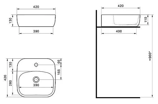 Тумба-умывальник подвесная Aquaton Терра 85 дуб кантри/антрацит 1A2472K3TEKA0