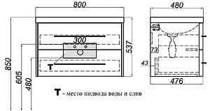 Тумба-умывальник подвесная Aqwella Neringa 80 белый NER0108+Ner.08.04.D Тумба-умывальник подвесная Aqwella Neringa 80 белый NER0108+Ner.08.04.D, 2