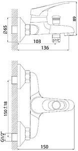 Смеситель для ванны Rossinka хром B35-31 Смеситель для ванны Rossinka хром B35-31, 2