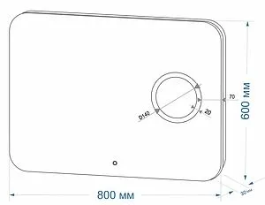 Зеркало с подсветкой Continent Elegant Led 80x60 с линзой, с музыкальным блоком, с подогревом белый ЗЛП174, 2