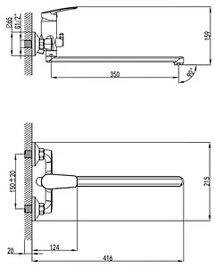 Смеситель для ванны с длинным изливом Milardo Horizont хром HORSB02M10 Смеситель для ванны с длинным изливом Milardo Horizont хром HORSB02M10, 2