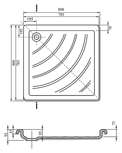 Поддон для душа Ravak Angela-80 LA A014401220