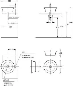 Раковина Kerama Marazzi Canaletto 40 жемчужно-черный CN.NN.wb.40\BLK.M Раковина Kerama Marazzi Canaletto 40 жемчужно-черный CN.NN.wb.40\BLK.M, 2