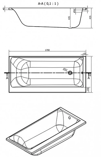 Ванна акриловая Cersanit Smart 170x80 R 63351