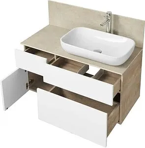 Тумба-умывальник подвесная Aquaton Мишель 100 дуб эндгрейн 1A2773K2MIX40, 5