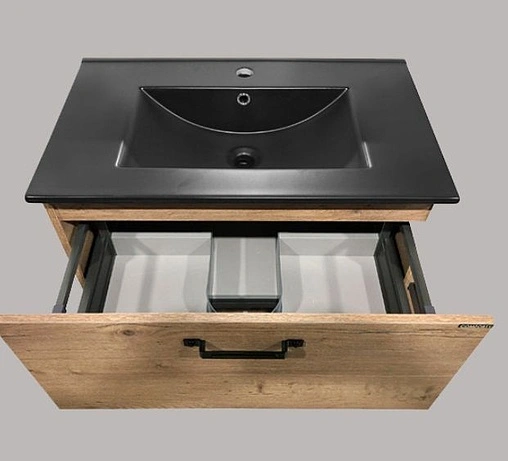 Тумба-умывальник напольная Comforty Бредфорд 75 дуб тёмный/чёрный 00004149064CF