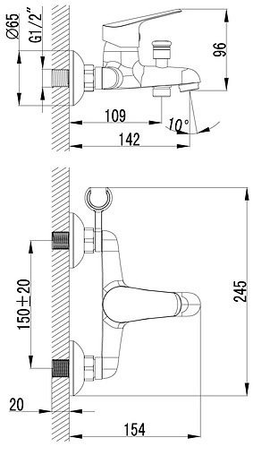 Смеситель для ванны Lemark Partner хром LM6552C