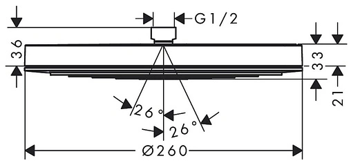 Лейка верхнего душа Hansgrohe Pulsify 260 1jet хром/графит 24140000