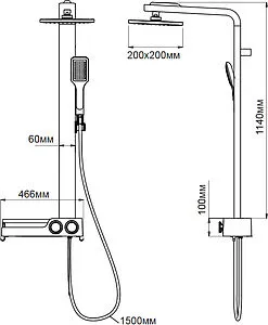 Душевая система с термостатом для душа Aquanet хром матовый SF1706CS-1 Душевая система с термостатом для душа Aquanet хром матовый SF1706CS-1, 2