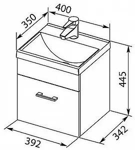 Тумба-умывальник подвесная Aquanet Нота 40 светлый дуб 00159088+00204094, 2