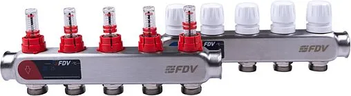 Группа коллекторная с расходомерами 5 отводов 1&quot;в/в x ¾&quot;ек FDV S1101A-1/5