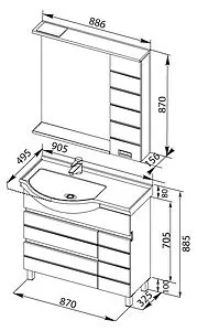 Шкаф-зеркало Aquanet Доминика 90 белый 171920 Шкаф-зеркало Aquanet Доминика 90 белый 171920, 2