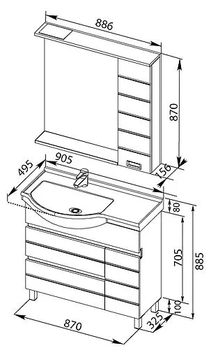 Шкаф-зеркало Aquanet Доминика 90 белый 171920