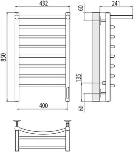 Полотенцесушитель электрический лесенка Terminus Классик с/п П8 400х850 электро quick touch полированная сталь 4670078531407, 2