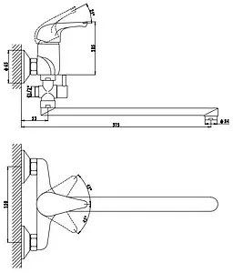 Смеситель для ванны с длинным изливом Gross Aqua Basic хром 7237257C-35L(F) Смеситель для ванны с длинным изливом Gross Aqua Basic хром 7237257C-35L(F), 2