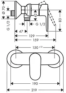 Смеситель для душа Hansgrohe Vernis Blend чёрный матовый 71640670 Смеситель для душа Hansgrohe Vernis Blend чёрный матовый 71640670, 3